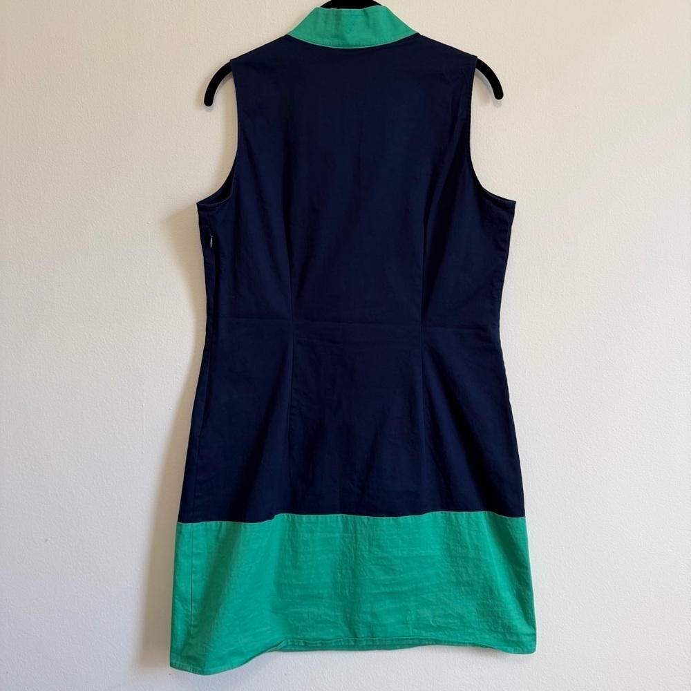 Sail to Sable Color Block Navy Green Shift Dress Size Medium - Picture 3 of 9